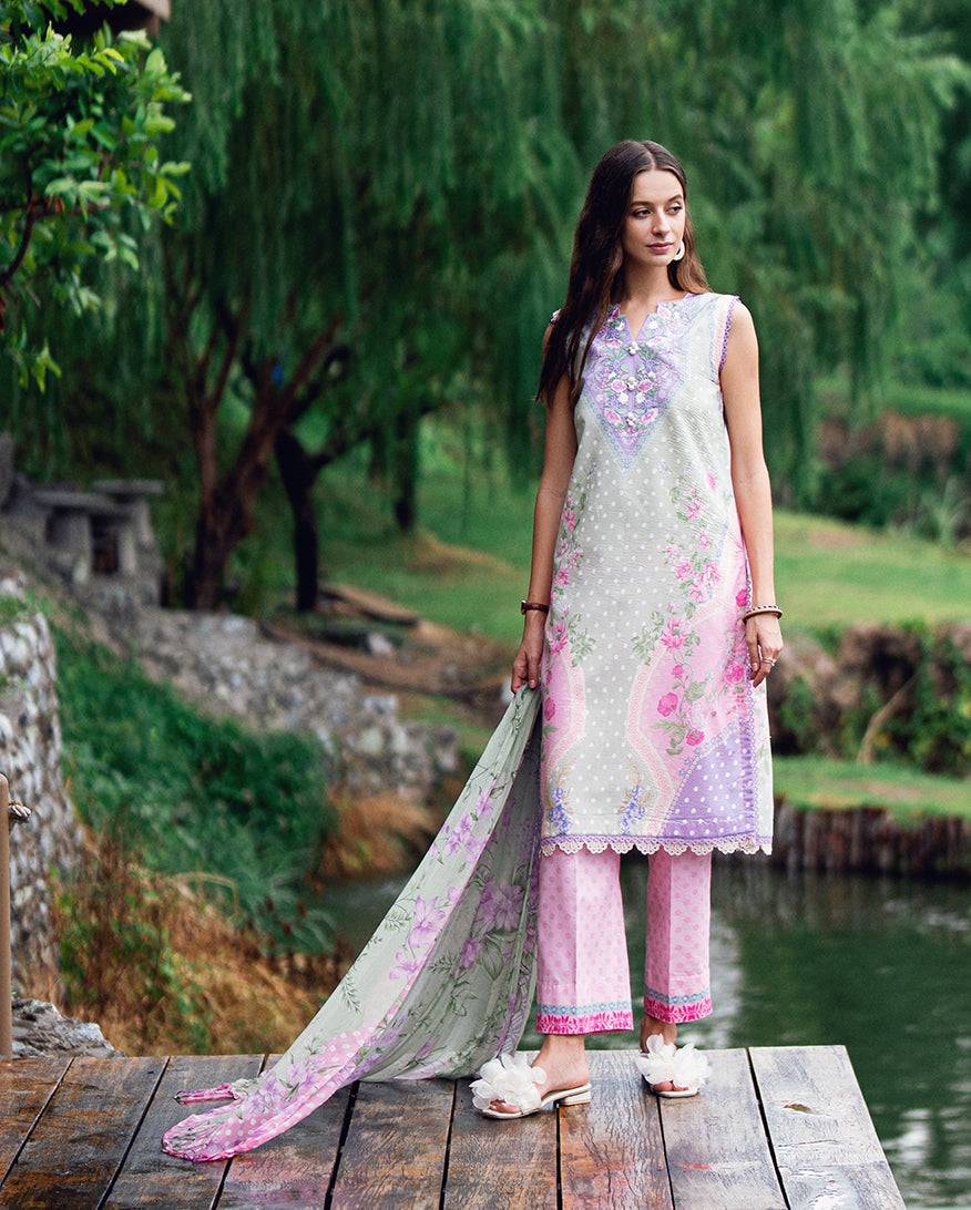 Roheenaz | Garden Veal Printed Lawn 25 | Tulip Sugar by Maria Faisal - Registered Vendor of : Roheenaz - type : Ladies Clothes - 100% original wedding dresses