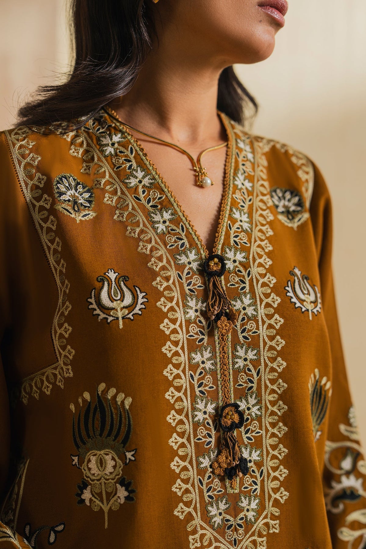 Elan | Indigene Pret | AMAAN (ERW-21575) - Luxury Dress - available at Maria Faisal in UK and USA.