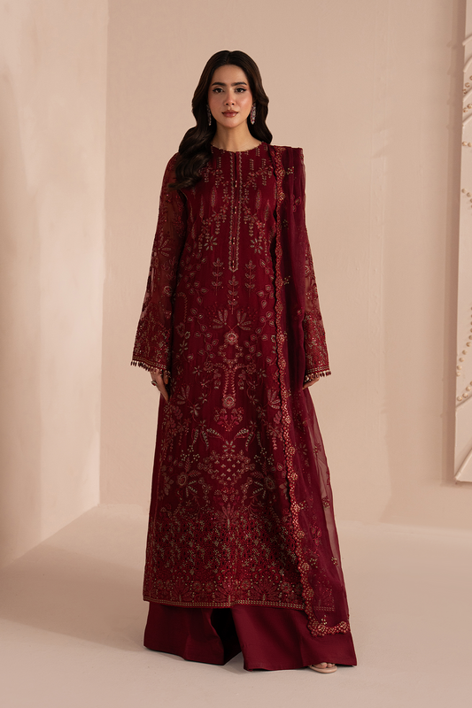 Lavish Premium | Izhare Muhabbat | Red Ruby - Formal Dress - available at Maria Faisal in UK and USA.