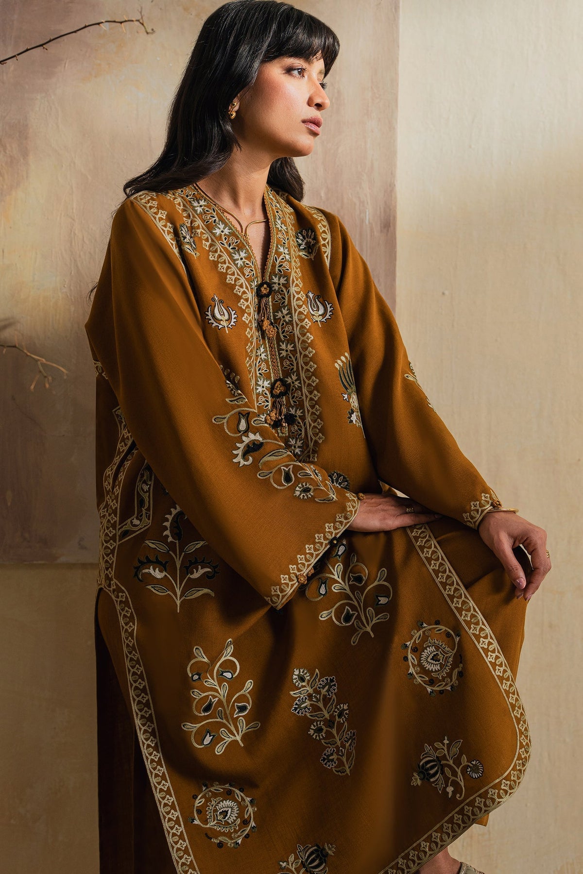 Elan | Indigene Pret | AMAAN (ERW-21575) - Luxury Dress - available at Maria Faisal in UK and USA.