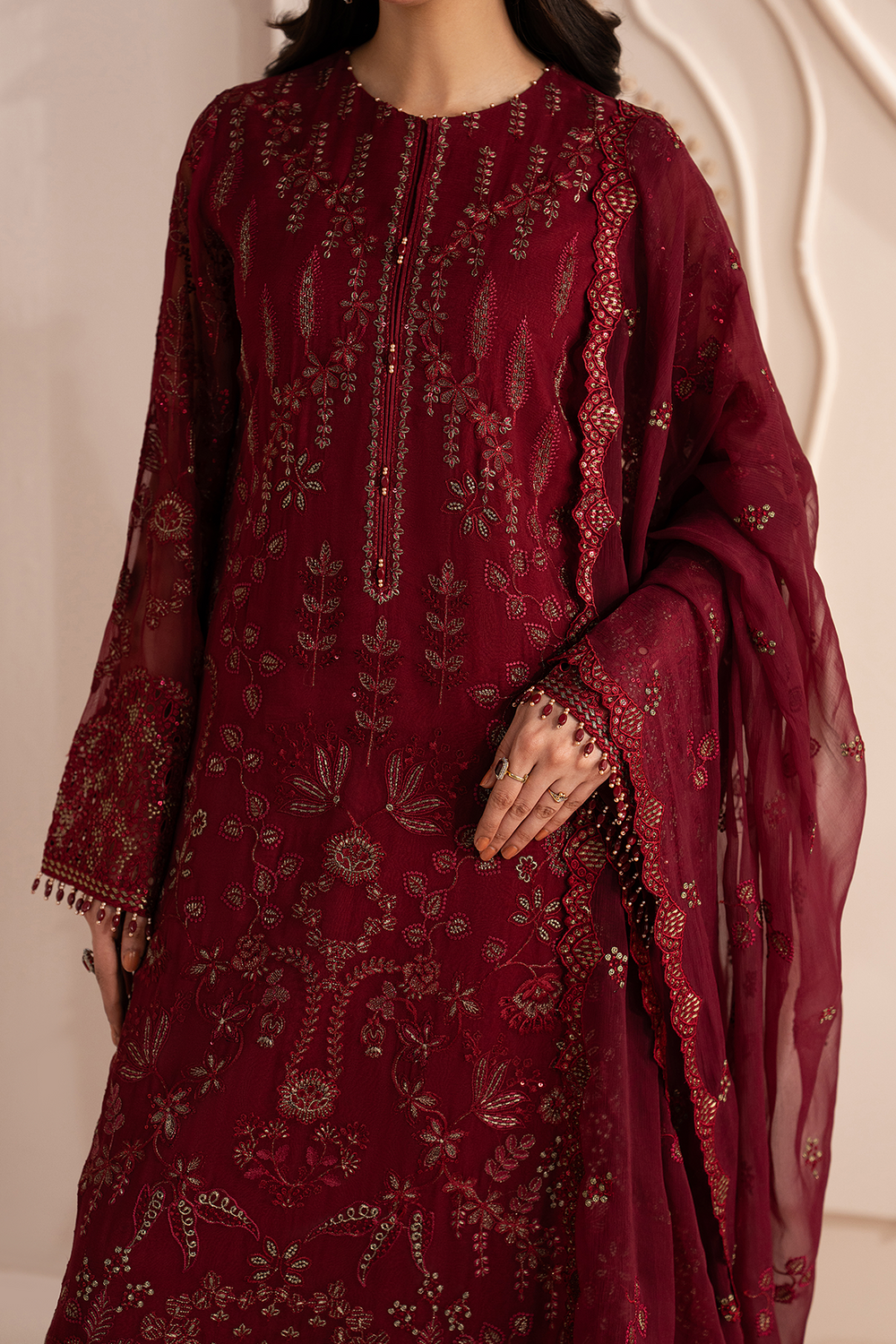 Lavish Premium | Izhare Muhabbat | Red Ruby - Formal Dress - available at Maria Faisal in UK and USA.