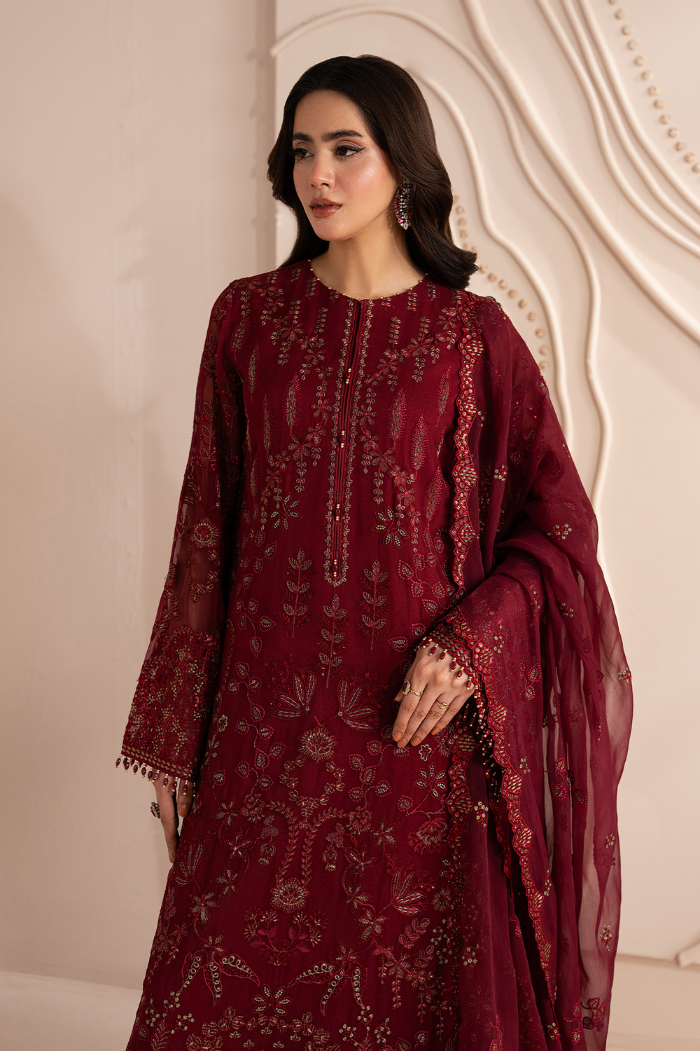 Lavish Premium | Izhare Muhabbat | Red Ruby - Formal Dress - available at Maria Faisal in UK and USA.