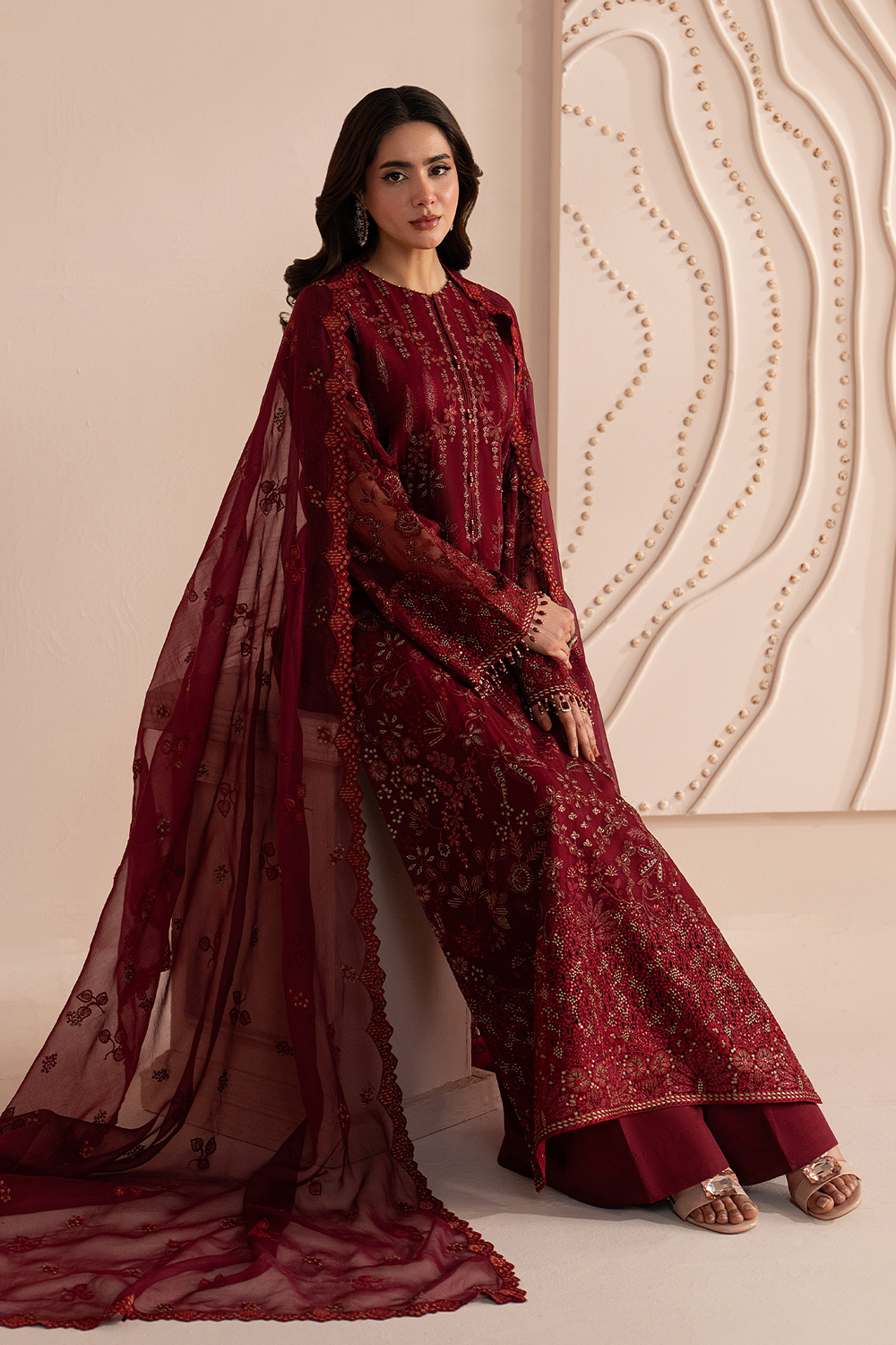 Lavish Premium | Izhare Muhabbat | Red Ruby - Formal Dress - available at Maria Faisal in UK and USA.