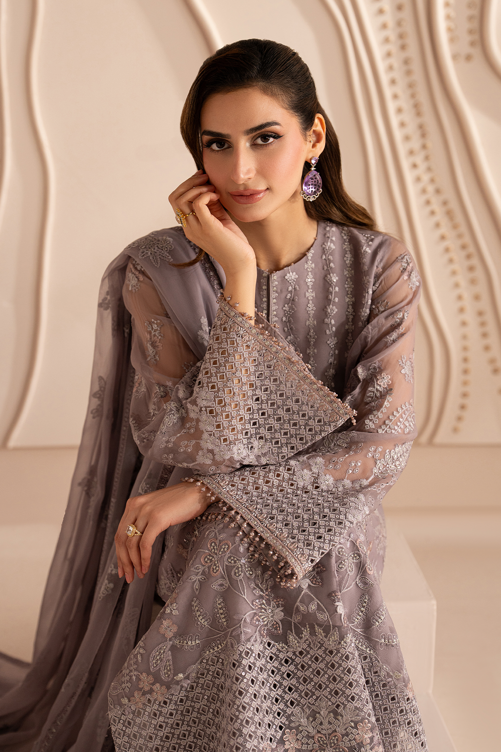Lavish Premium | Izhare Muhabbat | Lavender Dream - Formal Dress - available at Maria Faisal in UK and USA.