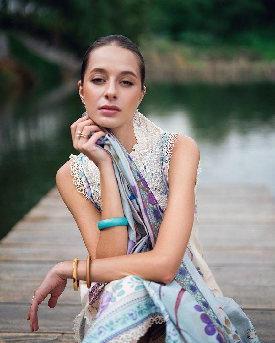 Roheenaz | Garden Veal Printed Lawn 25 | Bloom Glimmer by Maria Faisal - Registered Vendor of : Roheenaz - type : Ladies Clothes - 100% original wedding dresses