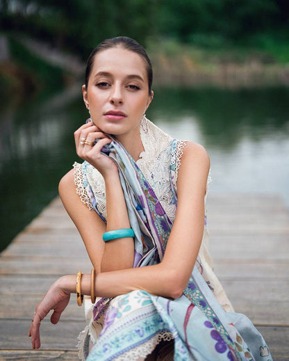 Roheenaz | Garden Veal Printed Lawn 25 | Bloom Glimmer by Maria Faisal - Registered Vendor of : Roheenaz - type : Ladies Clothes - 100% original wedding dresses