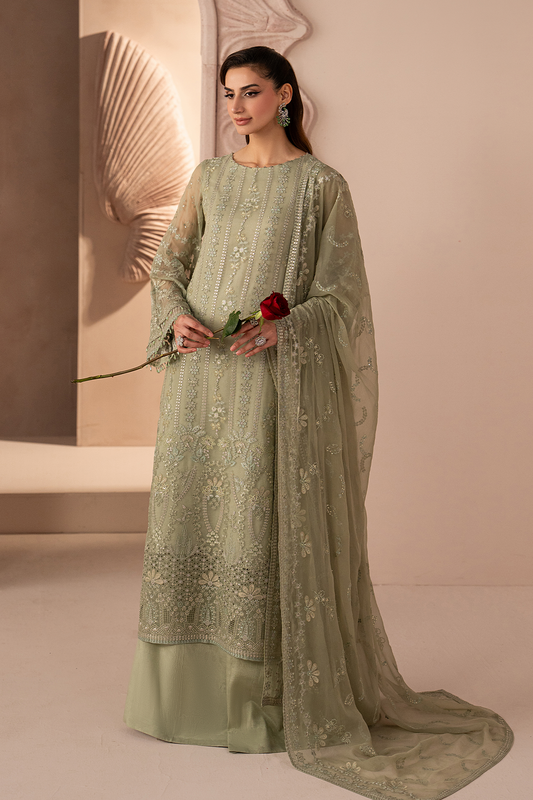 Lavish Premium | Izhare Muhabbat | Green Petal - Formal Dress - available at Maria Faisal in UK and USA.