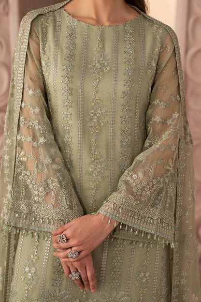 Lavish Premium | Izhare Muhabbat | Green Petal - Formal Dress - available at Maria Faisal in UK and USA.