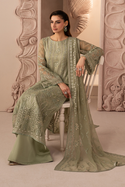 Lavish Premium | Izhare Muhabbat | Green Petal - Formal Dress - available at Maria Faisal in UK and USA.