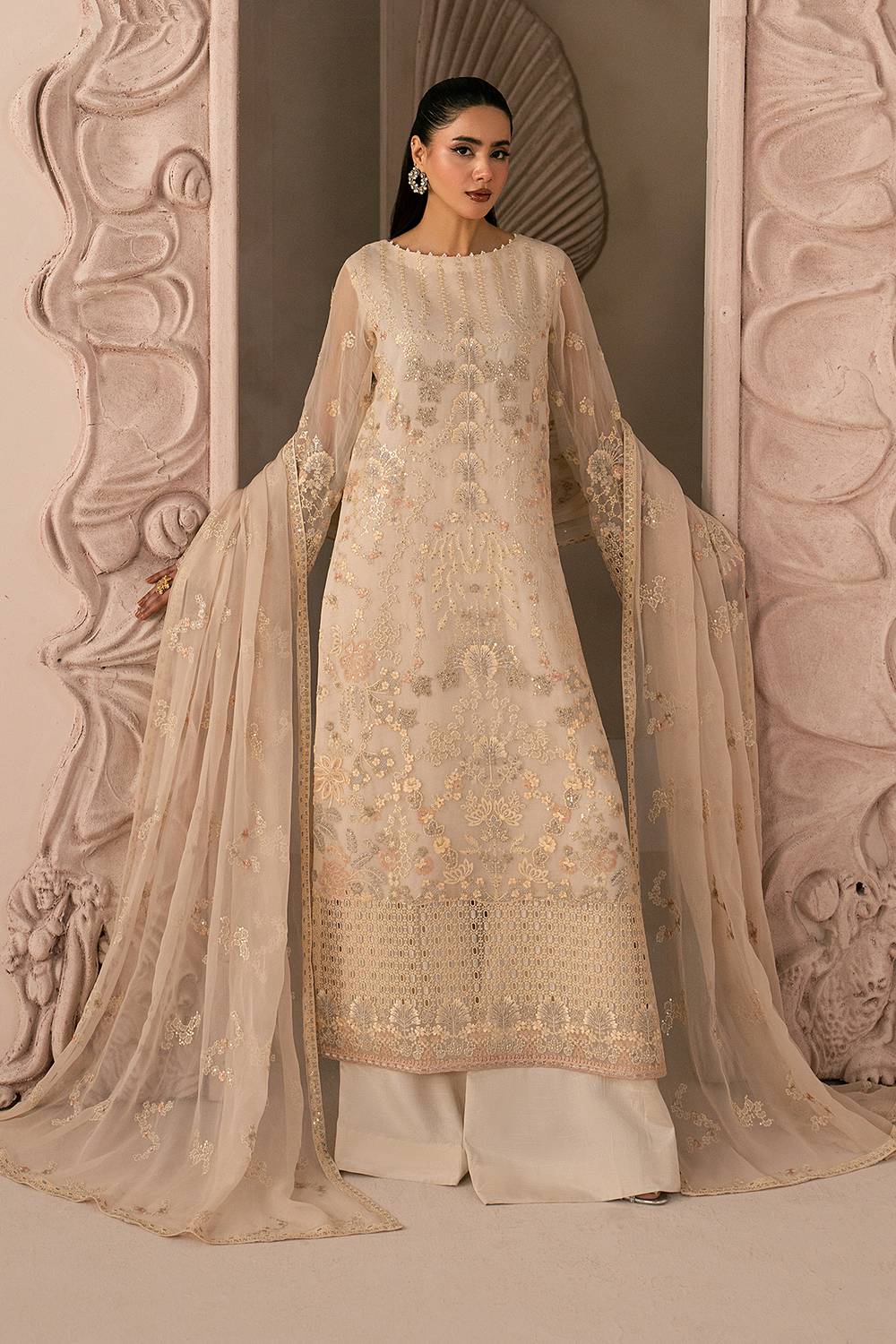 Lavish Premium | Izhare Muhabbat | WHITE ROSE - Formal Dress - available at Maria Faisal in UK and USA.