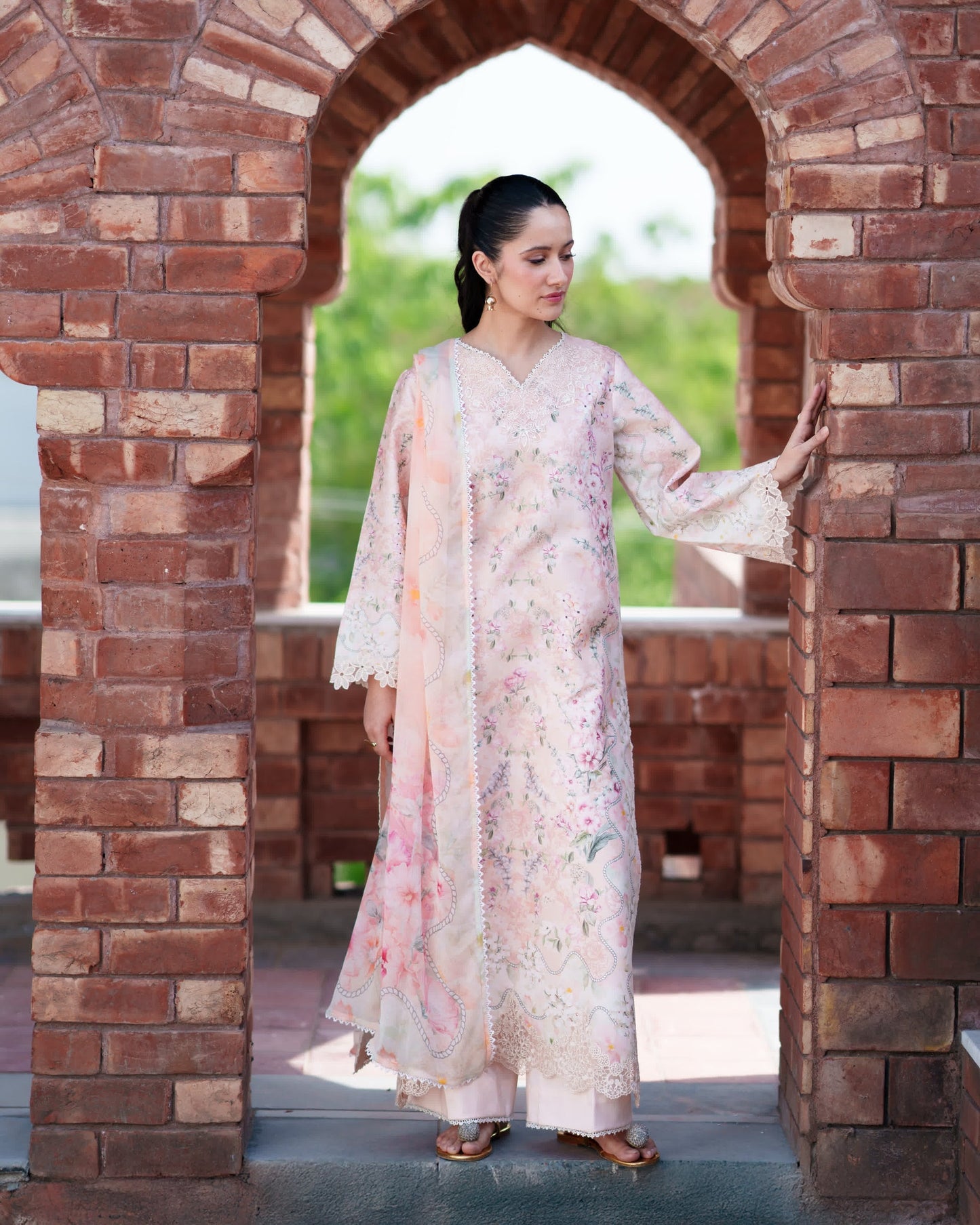 Neeshay | Summer Lines | PEACHLINE - Luxury Dress - available at Maria Faisal in UK and USA.