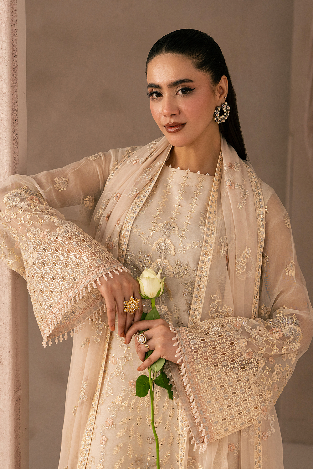 Lavish Premium | Izhare Muhabbat | WHITE ROSE - Formal Dress - available at Maria Faisal in UK and USA.