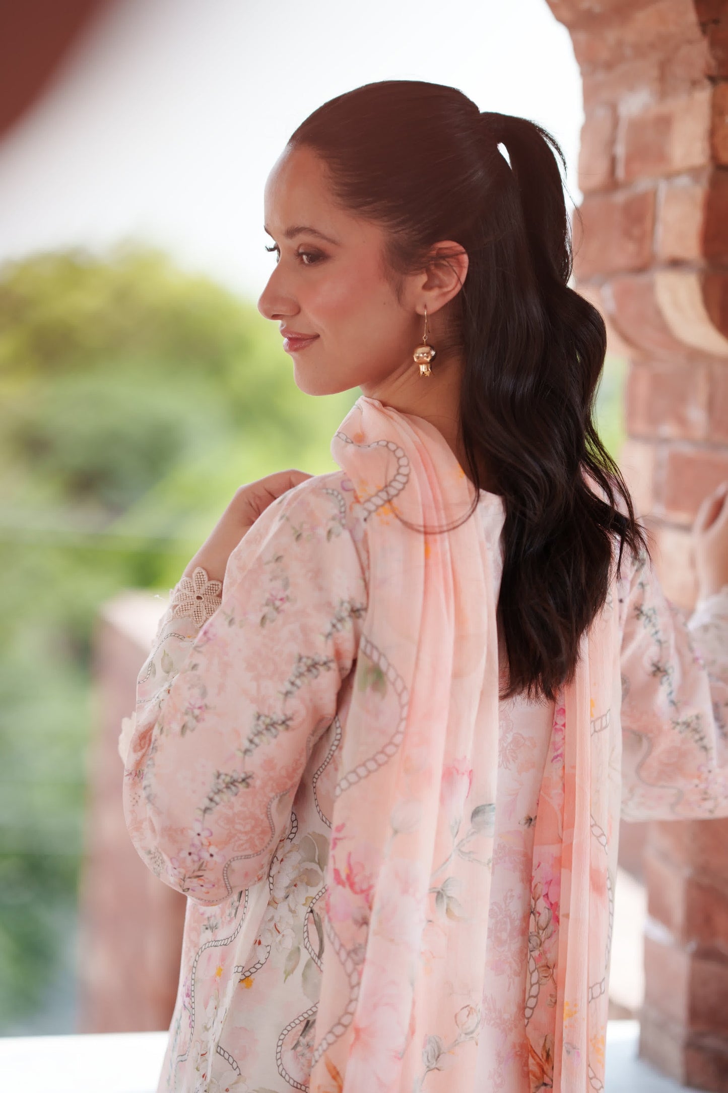 Neeshay | Summer Lines | PEACHLINE - Luxury Dress - available at Maria Faisal in UK and USA.