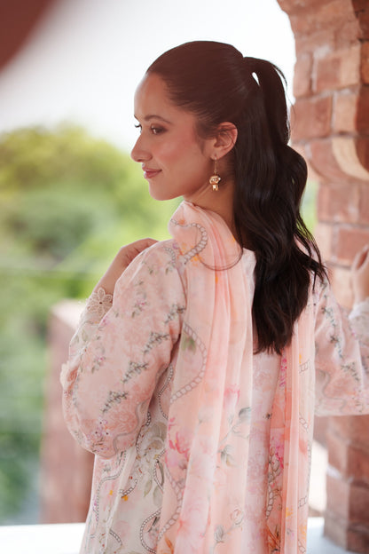 Neeshay | Summer Lines | PEACHLINE - Luxury Dress - available at Maria Faisal in UK and USA.