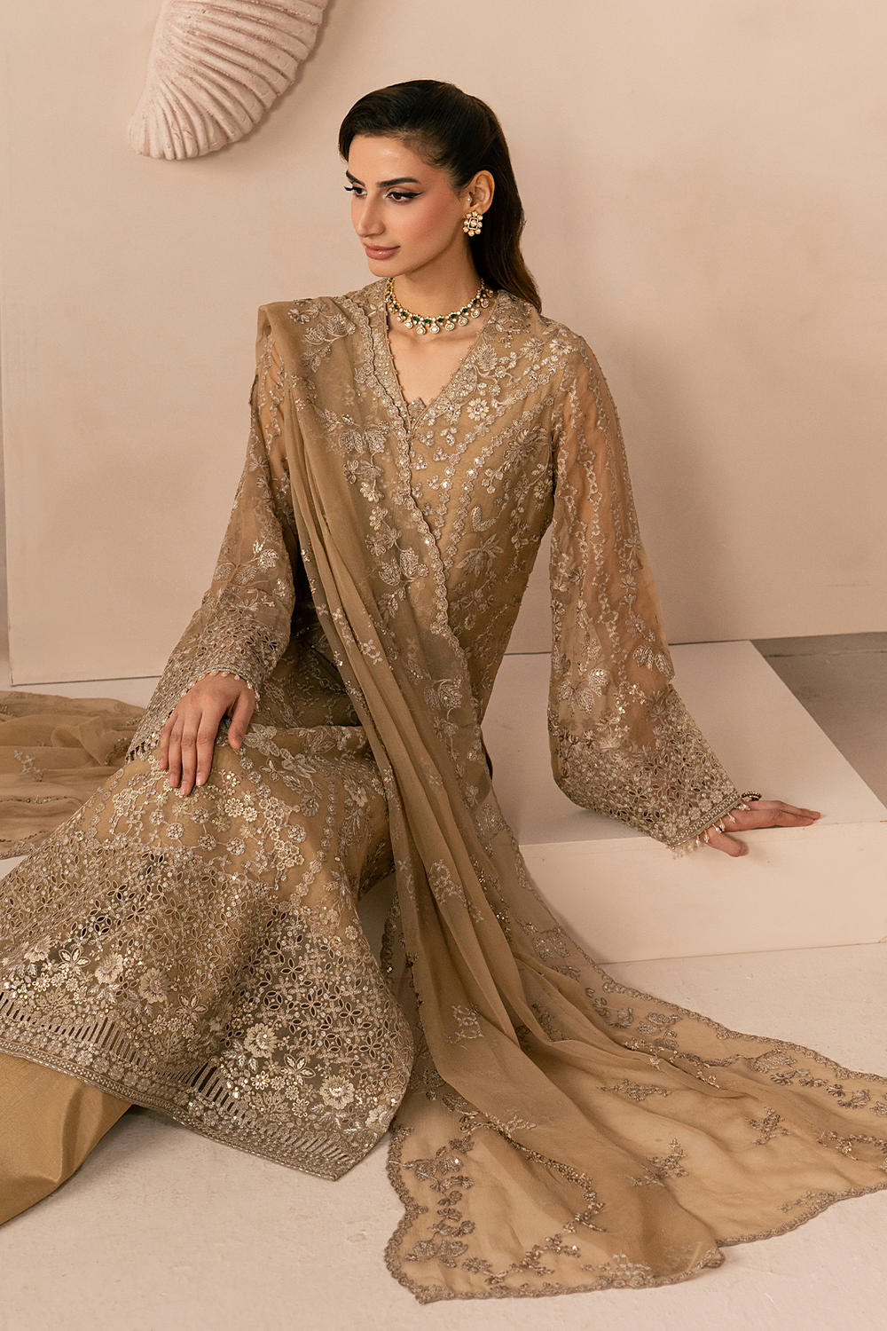 Lavish Premium | Izhare Muhabbat | Golden Charm - Formal Dress - available at Maria Faisal in UK and USA.