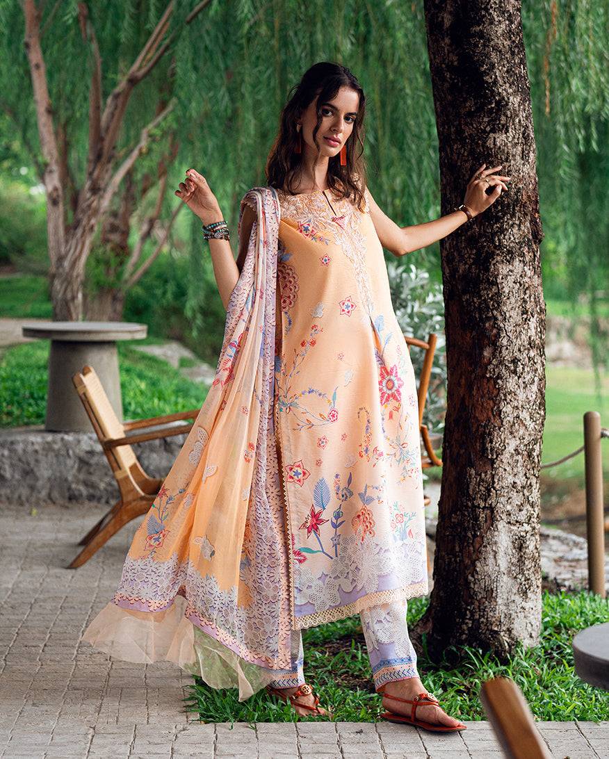 Roheenaz | Garden Veal Printed Lawn 25 | Coral Whim by Maria Faisal - Registered Vendor of : Roheenaz - type : Ladies Clothes - 100% original wedding dresses