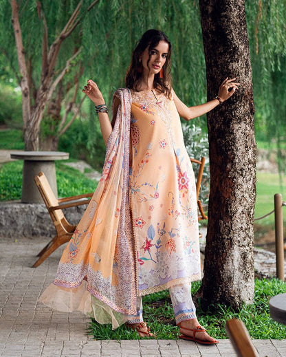 Roheenaz | Garden Veal Printed Lawn 25 | Coral Whim by Maria Faisal - Registered Vendor of : Roheenaz - type : Ladies Clothes - 100% original wedding dresses