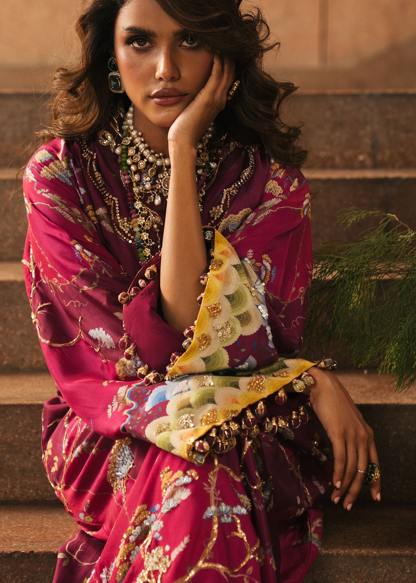 Crimson | Silk Eid Pret | Laila - Plum