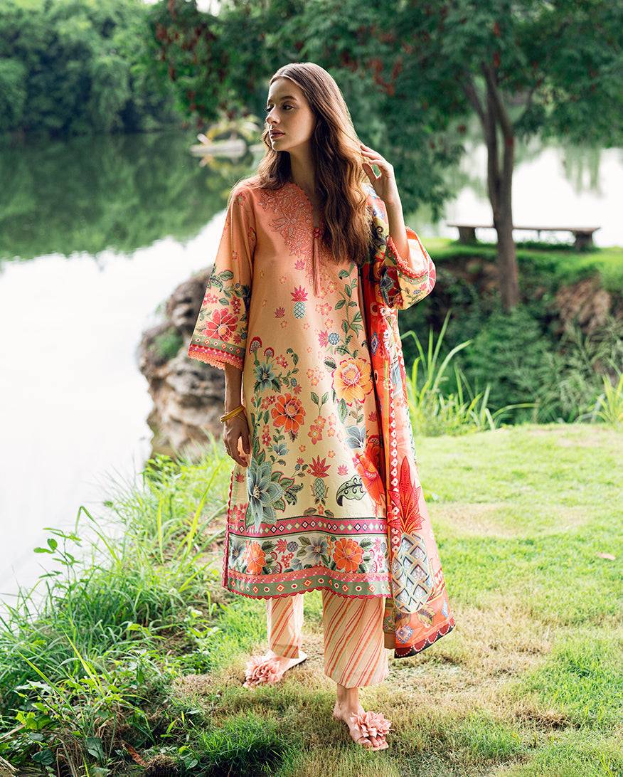 Roheenaz | Garden Veal Printed Lawn 25 | Petal Glaze by Maria Faisal - Registered Vendor of : Roheenaz - type : Ladies Clothes - 100% original wedding dresses