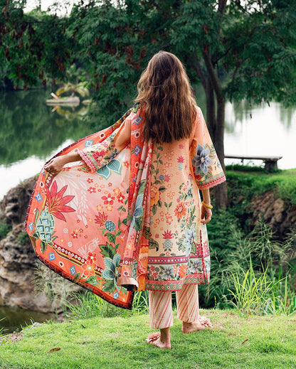 Roheenaz | Garden Veal Printed Lawn 25 | Petal Glaze by Maria Faisal - Registered Vendor of : Roheenaz - type : Ladies Clothes - 100% original wedding dresses