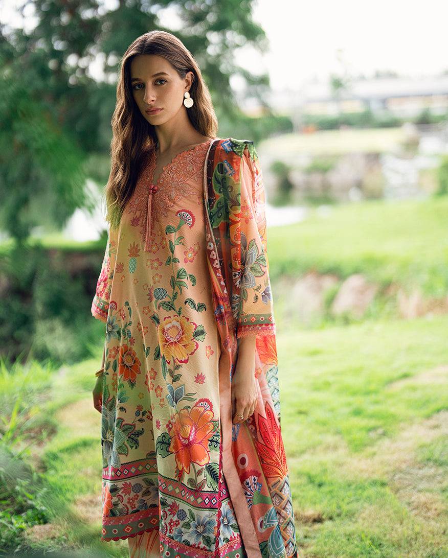 Roheenaz | Garden Veal Printed Lawn 25 | Petal Glaze by Maria Faisal - Registered Vendor of : Roheenaz - type : Ladies Clothes - 100% original wedding dresses