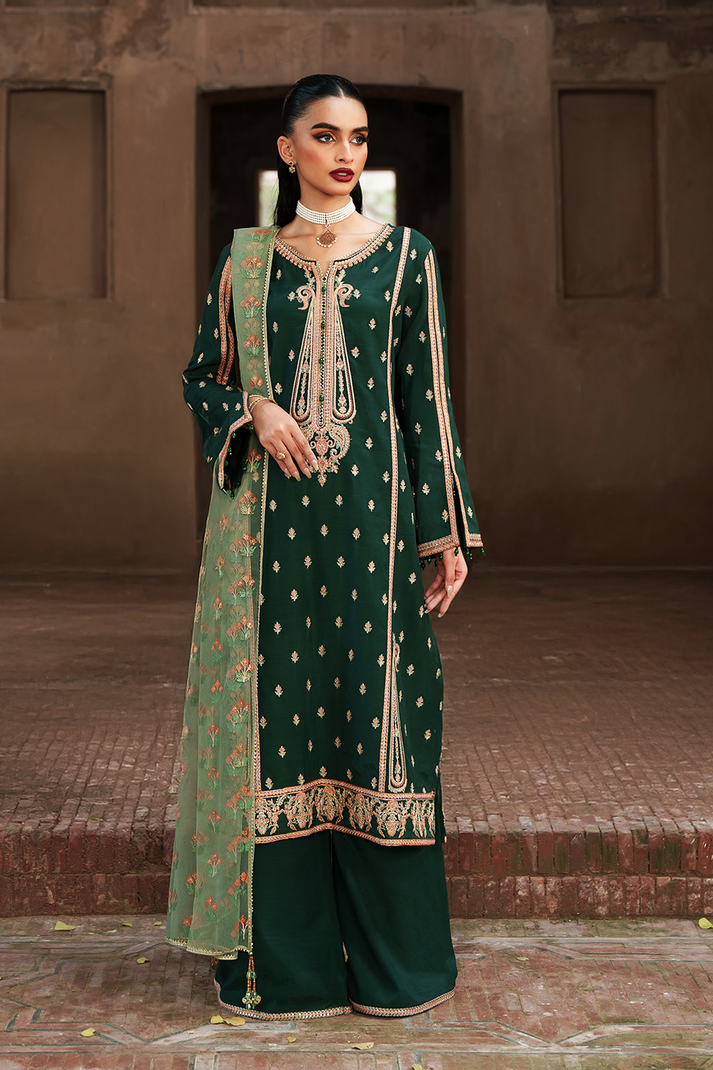 Saad Shaikh | Zaria Festive Pret 25 | EMERALD - Formal Dress - available at Maria Faisal in UK and USA.