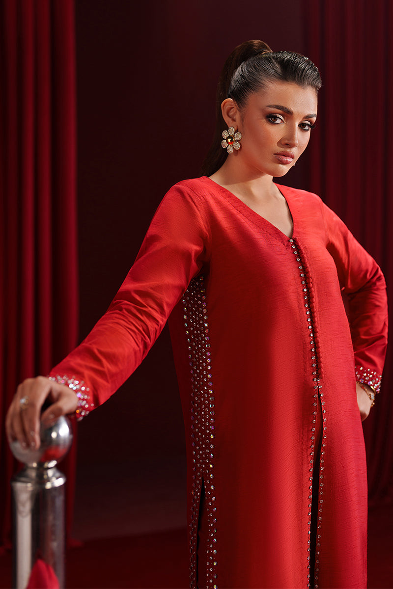 Fozia Khalid | Ombre Luxe | Velour - Luxury Dress - available at Maria Faisal in UK and USA.