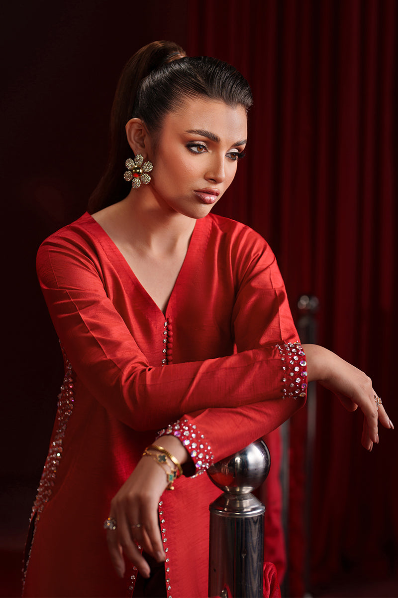 Fozia Khalid | Ombre Luxe | Velour - Luxury Dress - available at Maria Faisal in UK and USA.