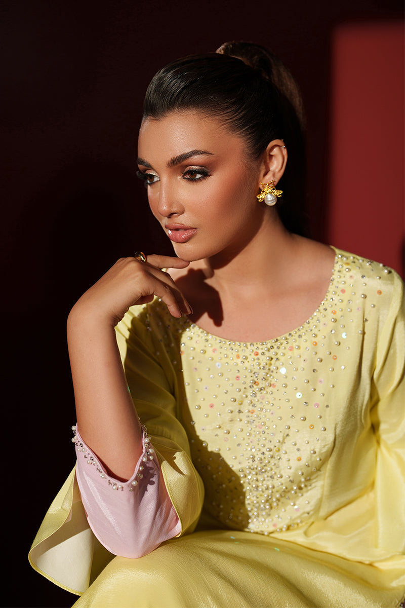 Fozia Khalid | Ombre Luxe | Sunset - Luxury Dress - available at Maria Faisal in UK and USA.