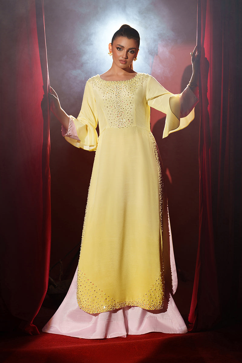 Fozia Khalid | Ombre Luxe | Sunset - Luxury Dress - available at Maria Faisal in UK and USA.