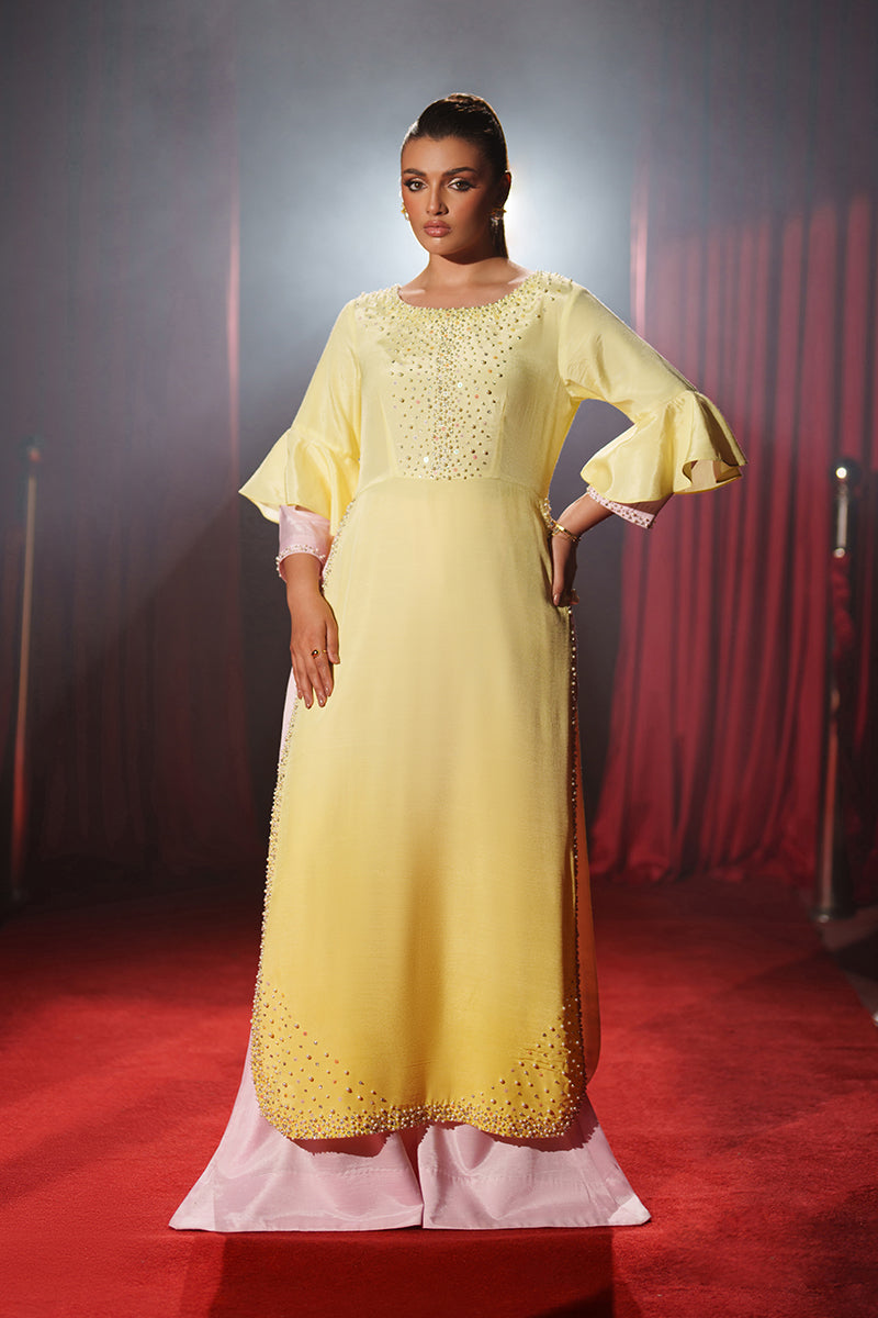 Fozia Khalid | Ombre Luxe | Sunset - Luxury Dress - available at Maria Faisal in UK and USA.