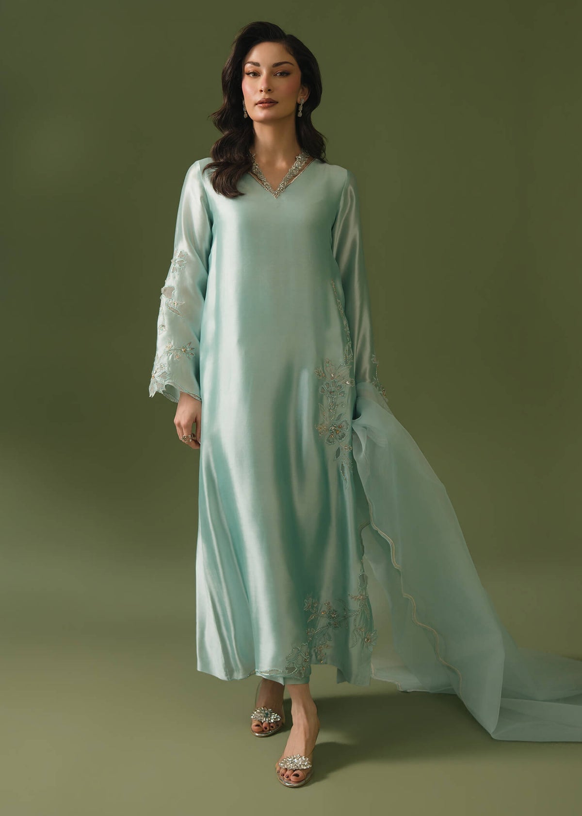 Jeem | Celestial Luxe Formals | ZIRA ICE BLUE - Formal Dress - available at Maria Faisal in UK and USA.