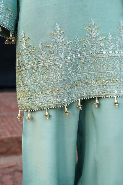 Saad Shaikh | Zaria Festive Pret 25 | AURA - Formal Dress - available at Maria Faisal in UK and USA.