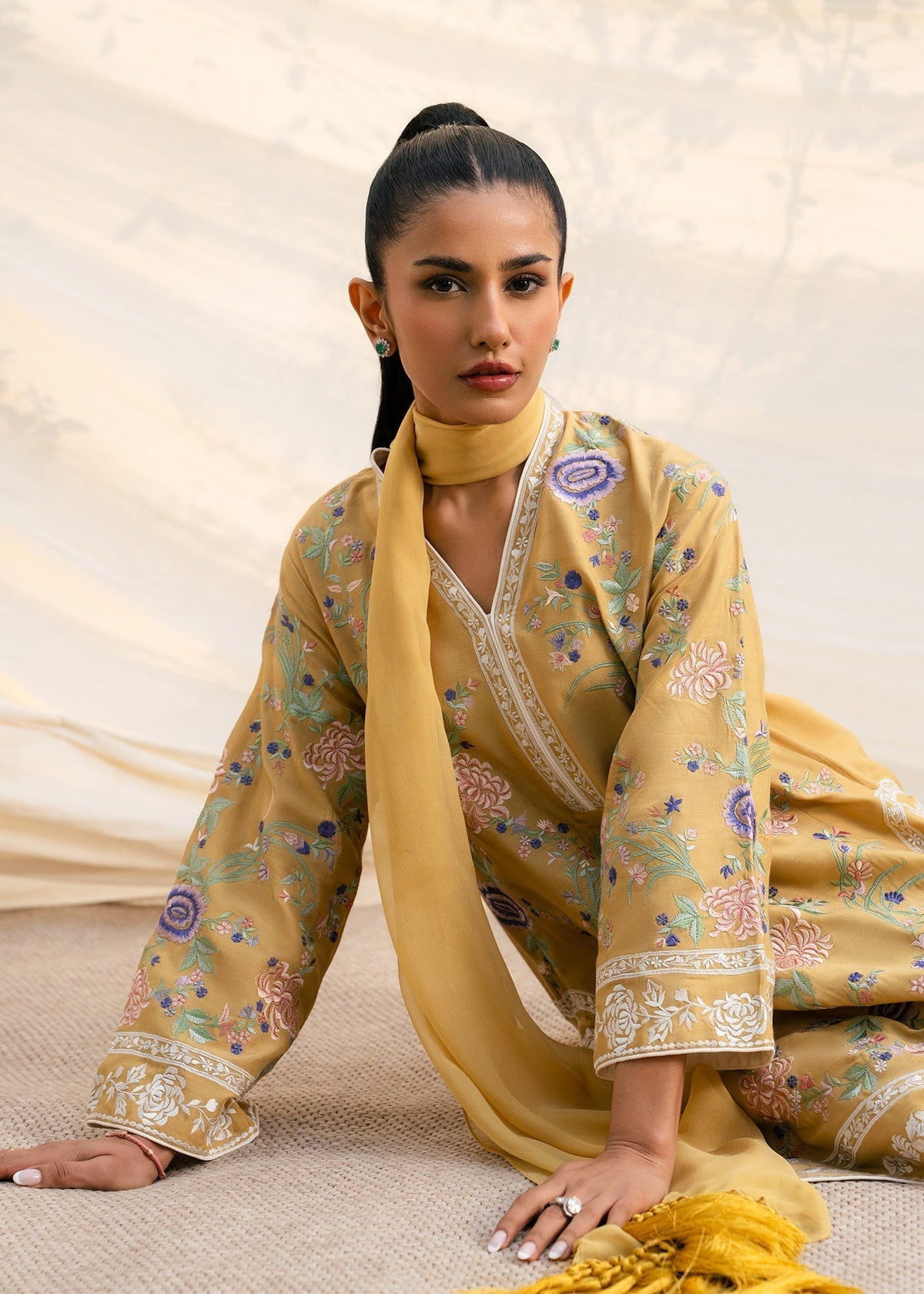 Mahgul | Ambi Bagh Silk Edit | Zarnish - Luxury Dress - available at Maria Faisal in UK and USA.