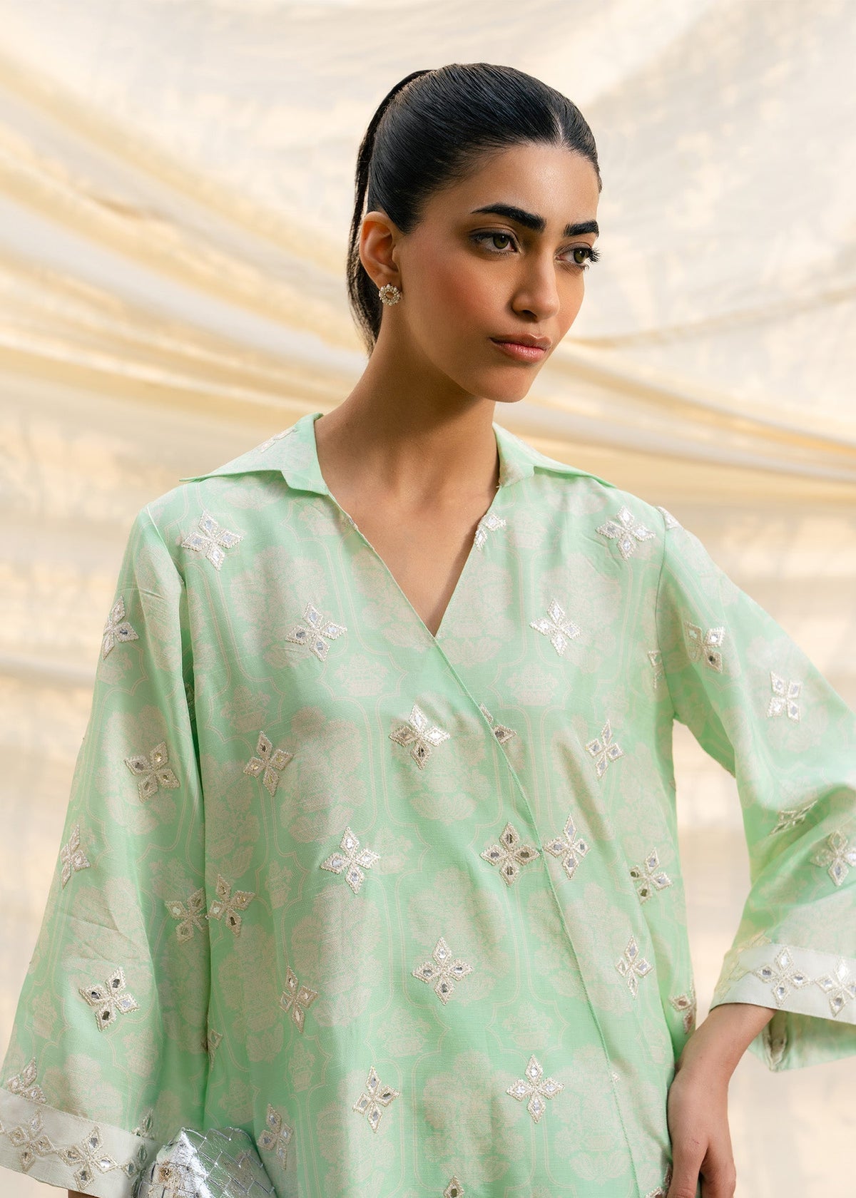 Mahgul | Ambi Bagh Silk Edit | Caelina - Luxury Dress - available at Maria Faisal in UK and USA.