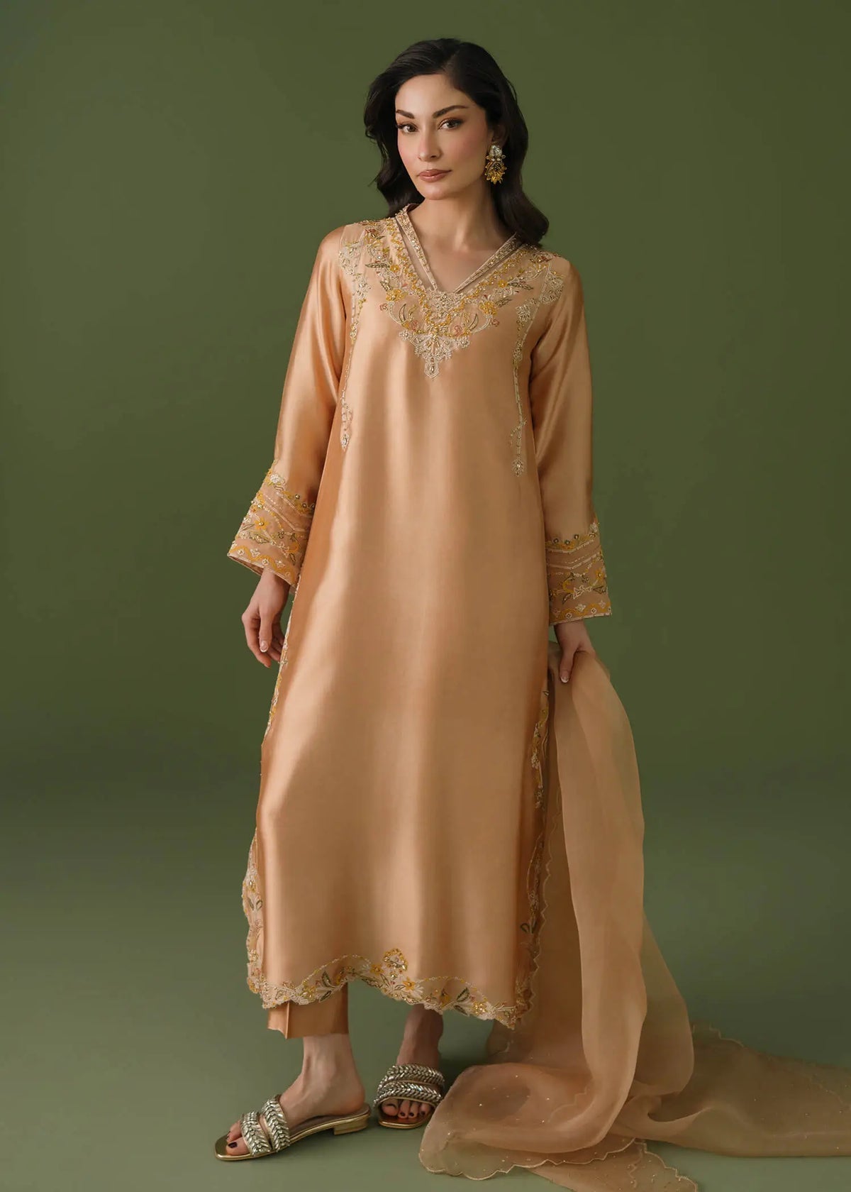 Jeem | Celestial Luxe Formals | CORAL MUSE - Formal Dress - available at Maria Faisal in UK and USA.