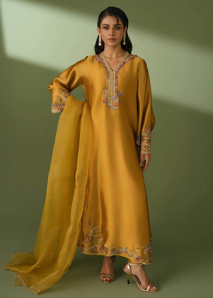 Jeem | Celestial Luxe Formals | MOSS MUSTARD - Formal Dress - available at Maria Faisal in UK and USA.