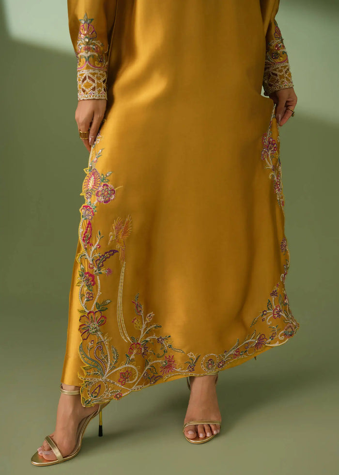Jeem | Celestial Luxe Formals | MOSS MUSTARD - Formal Dress - available at Maria Faisal in UK and USA.