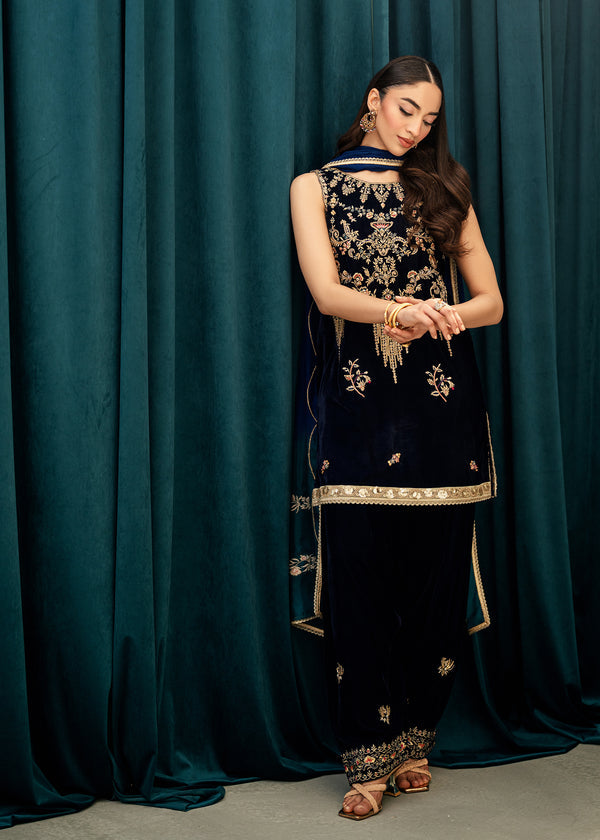 Sapphire Hour – authentic Pakistani dress from the Velvet Code collection for women in the UK