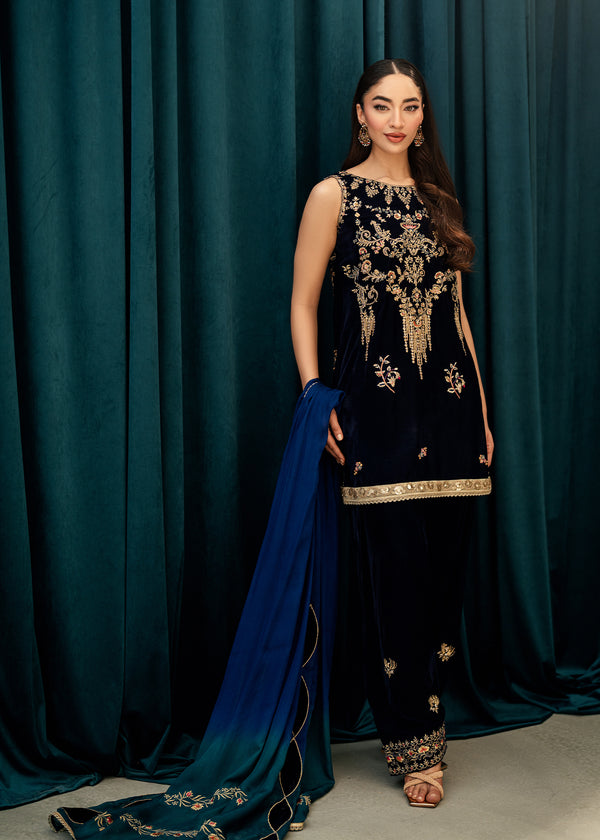 Sapphire Hour – authentic Pakistani dress from the Velvet Code collection for women in the UK