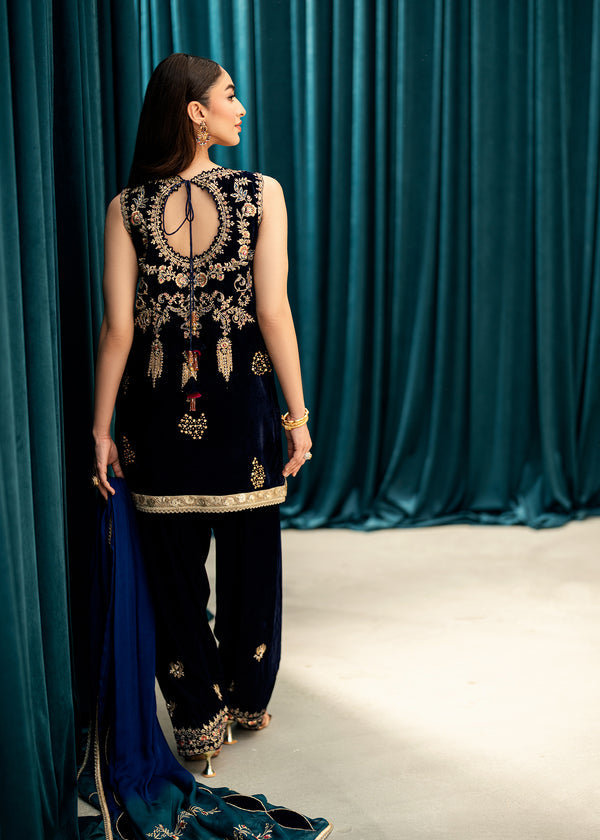 Sapphire Hour – authentic Pakistani dress from the Velvet Code collection for women in the UK