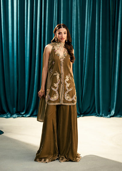Olive Whisper – authentic Pakistani dress from the Velvet Code collection for women in the UK