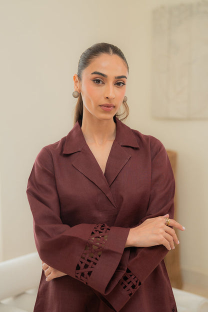 Sahar | Pre Essential Emb Edit | Cherry Noir - Ladies Clothes - Maria Faisal