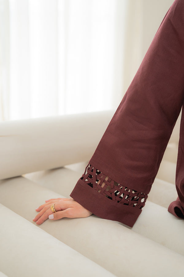 Sahar | Pre Essential Emb Edit | Cherry Noir - Ladies Clothes - Maria Faisal