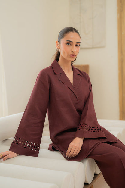 Sahar | Pre Essential Emb Edit | Cherry Noir - Ladies Clothes - Maria Faisal