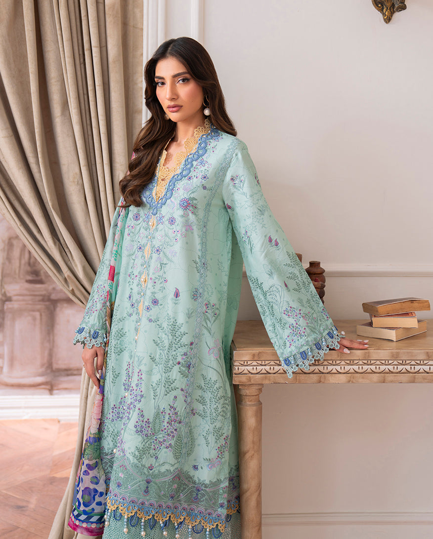 Roheenaz | Aezel Embroidered Cambric | Avira - Ladies Clothes - Maria Faisal