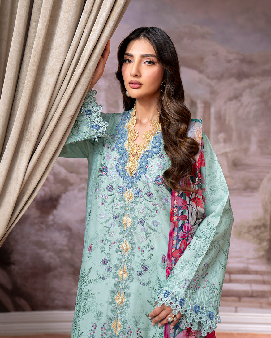 Roheenaz | Aezel Embroidered Cambric | Avira - Ladies Clothes - Maria Faisal