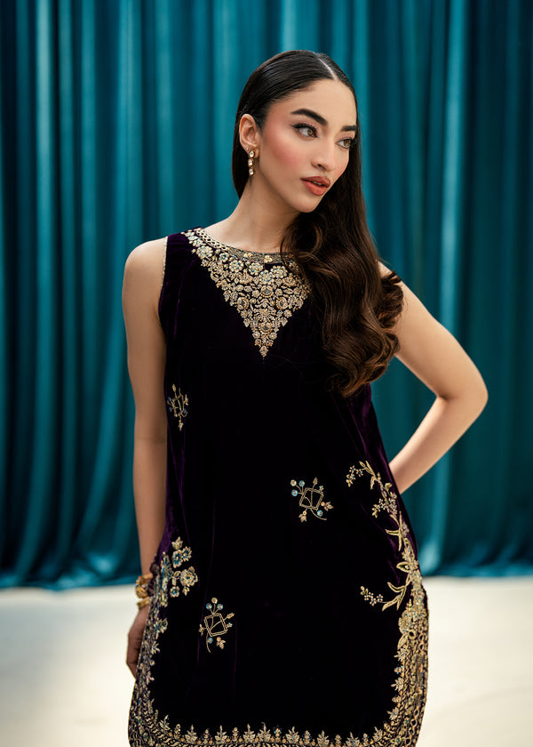 Plum Echo – authentic Pakistani dress from the Velvet Code collection for women in the UK
