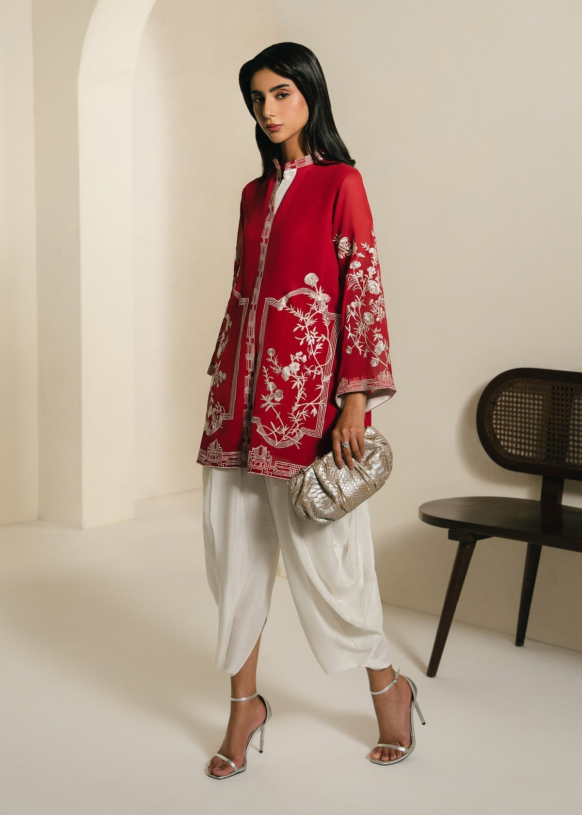 Mahgul | Alea Luxury Pret | Scarlet - Luxury Dress - available at Maria Faisal in UK and USA.