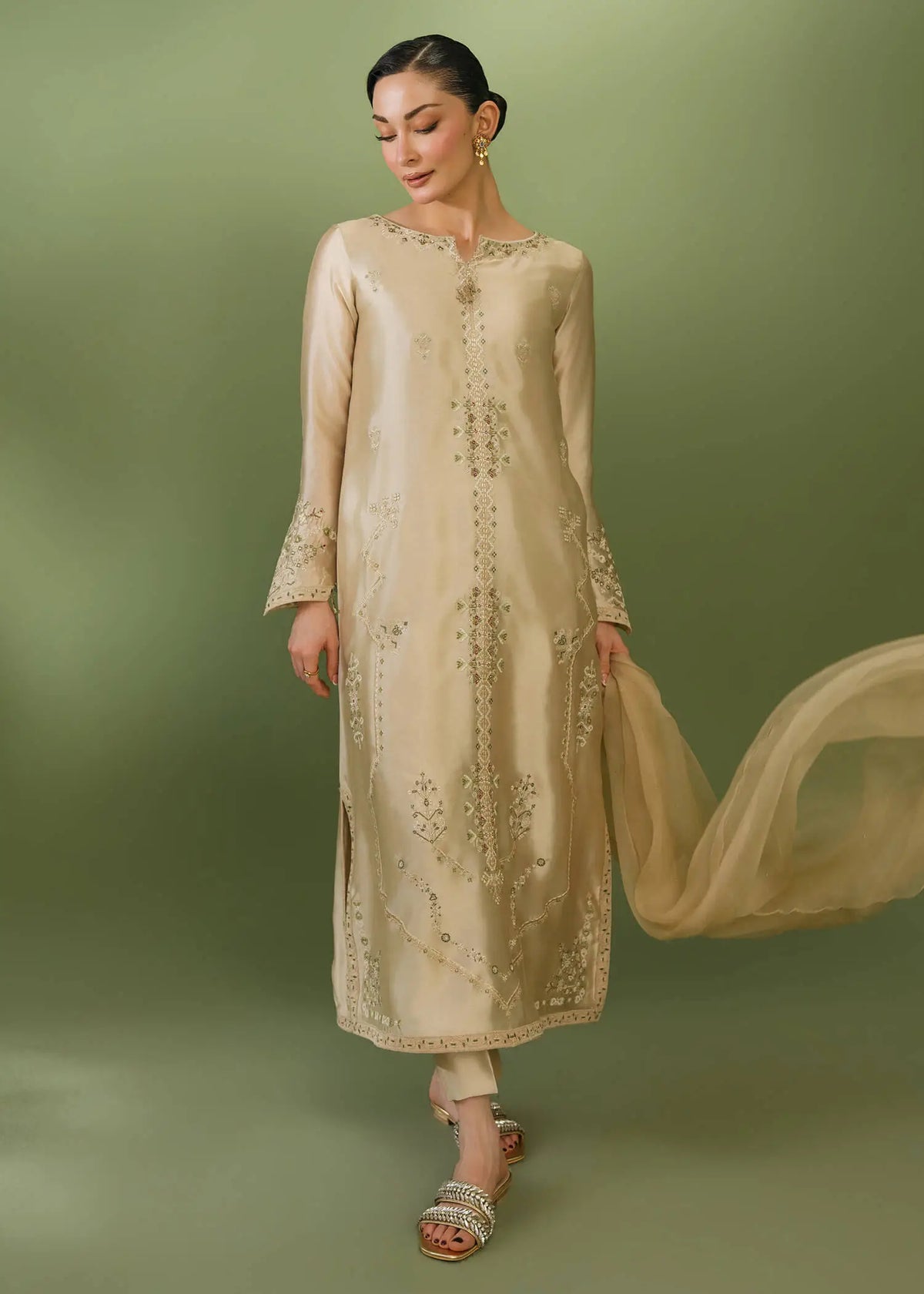 Jeem | Celestial Luxe Formals |BEIGE - Formal Dress - available at Maria Faisal in UK and USA.